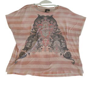 New Direction Womens T-Shirt Multi-Color Size Small 100% Polyester Cap Sleeve